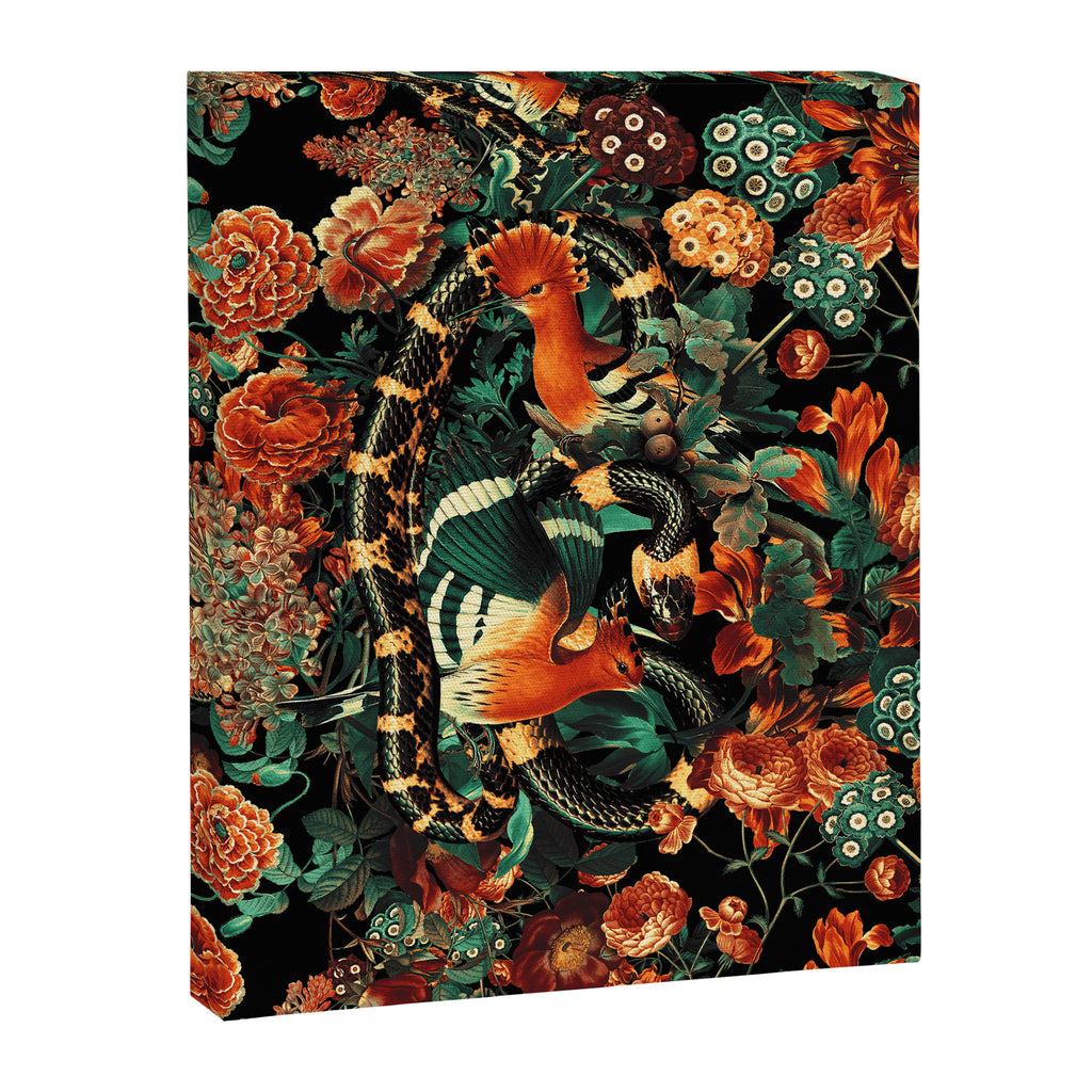 Birds and Snake Floral Pattern Canvas Print Gallery Image 8