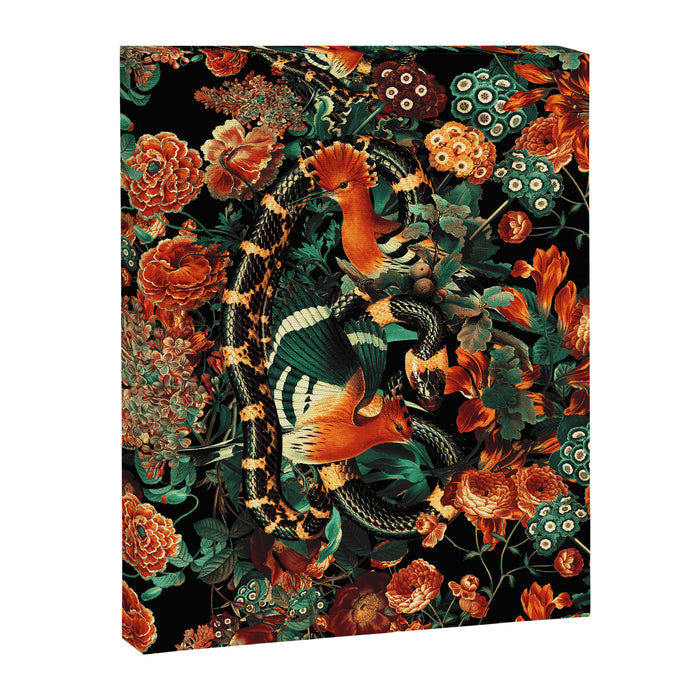 Birds and Snake Floral Pattern Canvas Print Gallery Image 1