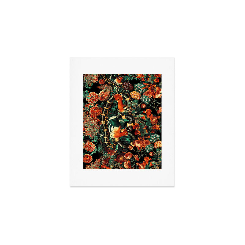 Birds and Snake Floral Pattern Art Print Gallery Image 1