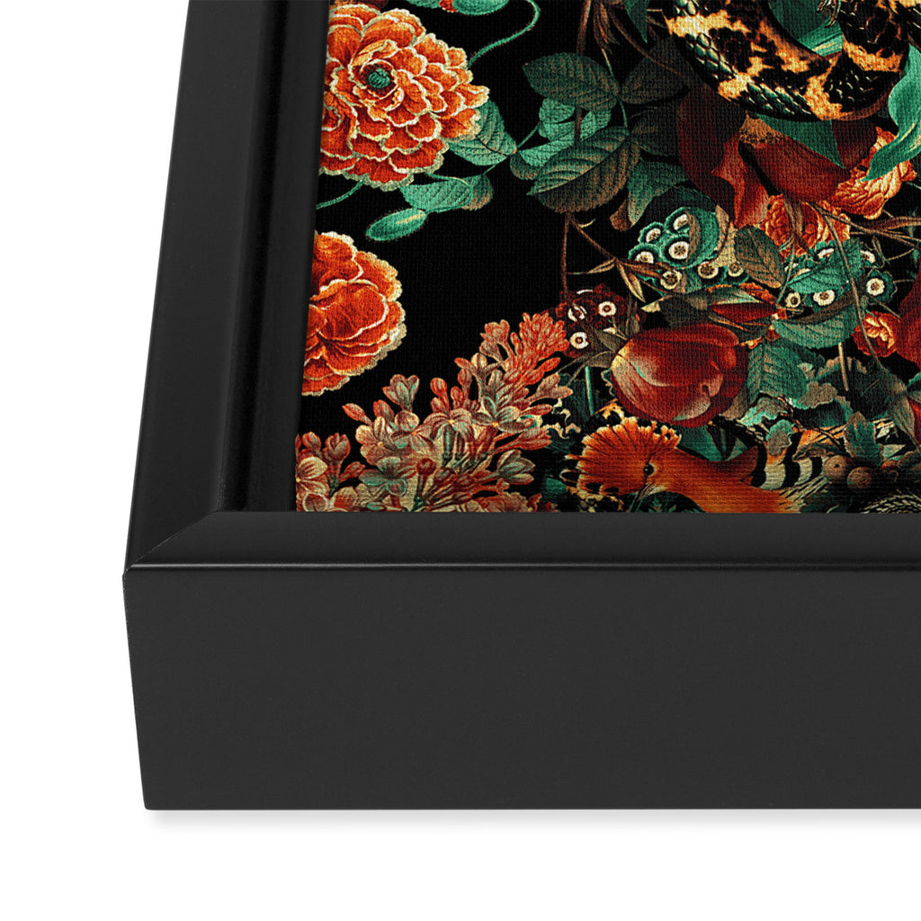 Birds and Snake Floral Pattern Framed Canvas Print Gallery Image 3