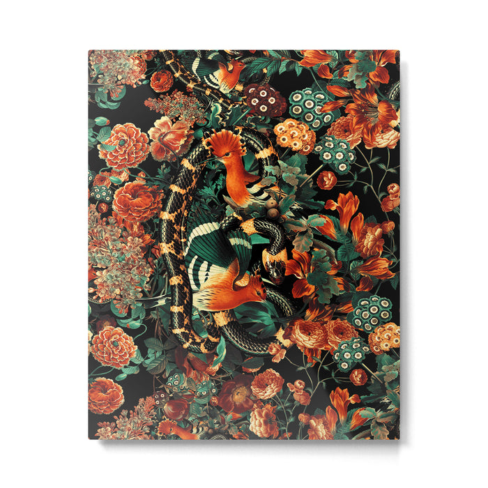 Birds and Snake Floral Pattern Metal Print Gallery Image 1