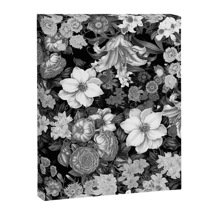 Black and White Floral Pattern Canvas Print Gallery Image 1