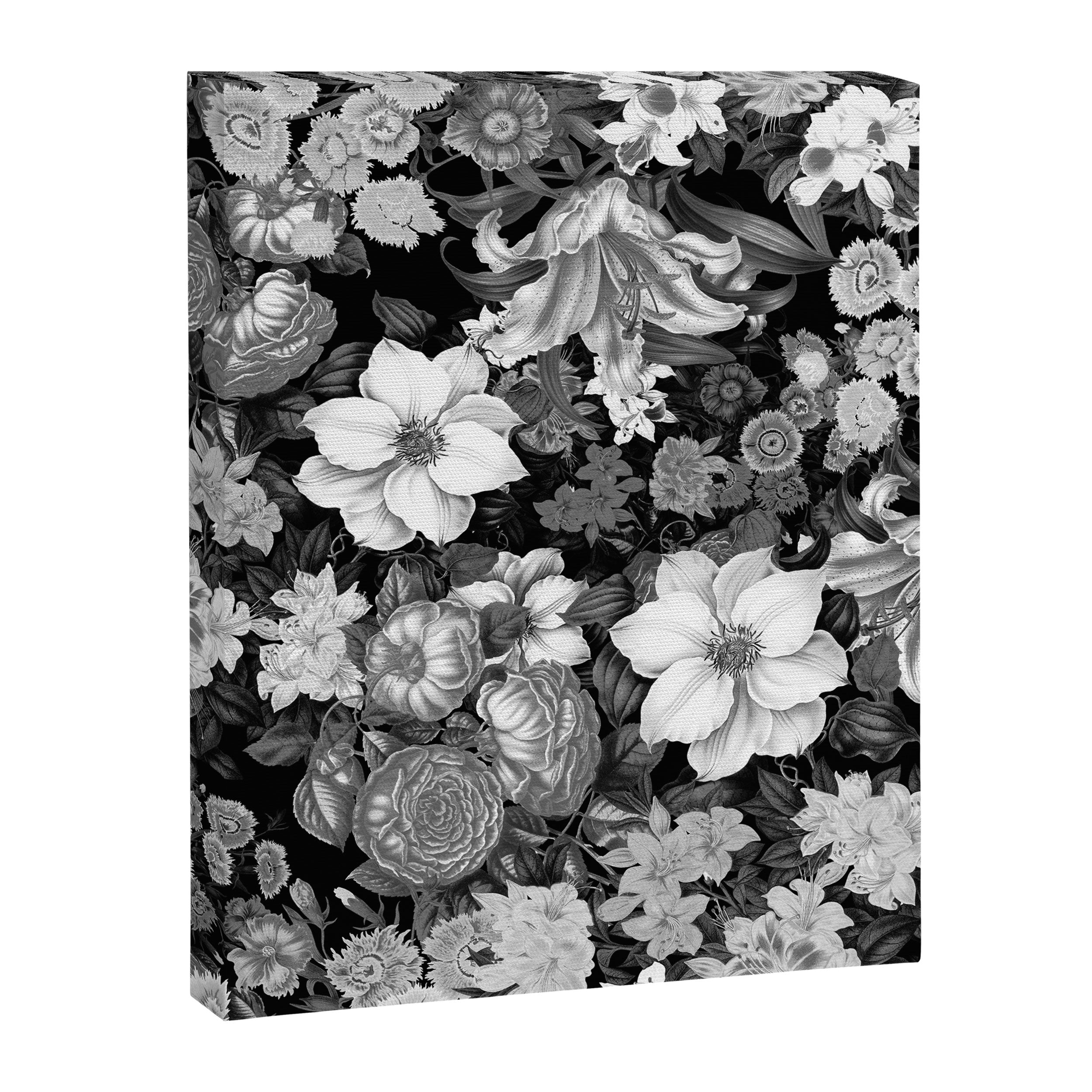 Black and White Floral Pattern Canvas Print Gallery Image 8