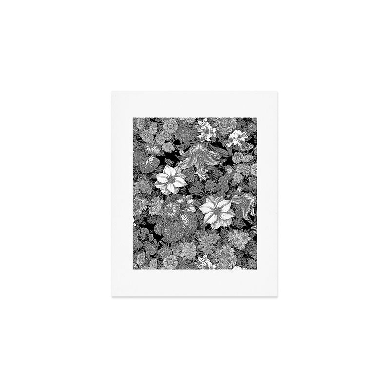 Black and White Floral Pattern Art Print Gallery Image 1