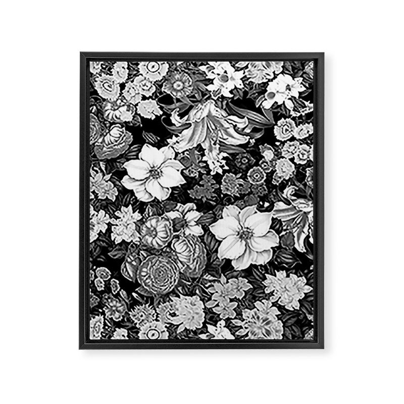 Black and White Floral Pattern Framed Canvas Print Gallery Image 8