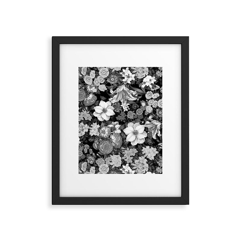 Black and White Floral Pattern Framed Art Print Gallery Image 6