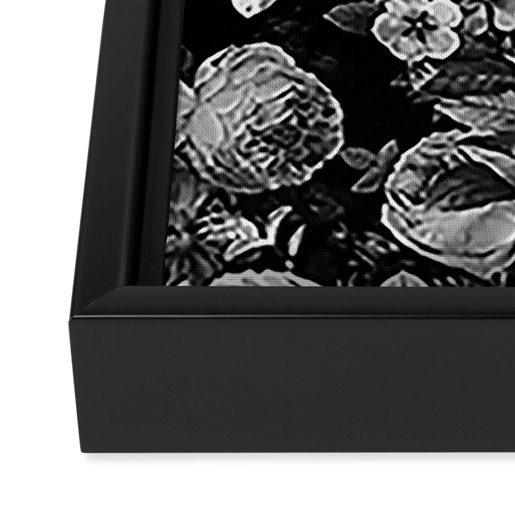 Black and White Garden Framed Canvas Print Gallery Image 3