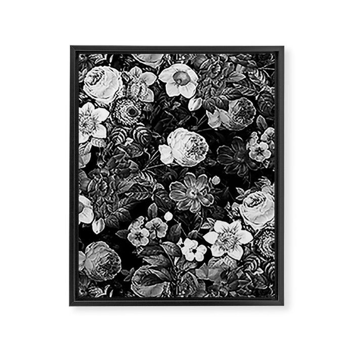 Black and White Garden Framed Canvas Print Gallery Image 1