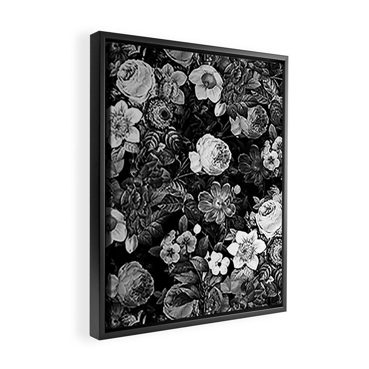 Black and White Garden Framed Canvas Print Gallery Image 2