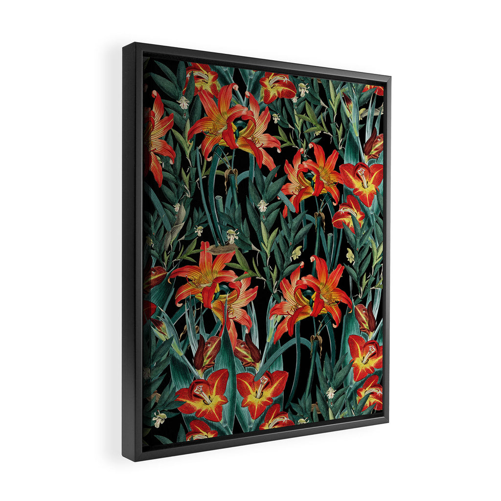 Botanical Night Garden Framed Canvas Print Gallery Image 2