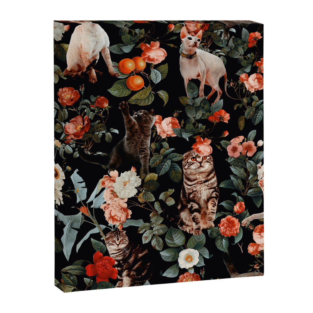 Cat and Floral Pattern II Canvas Print Gallery Image 6