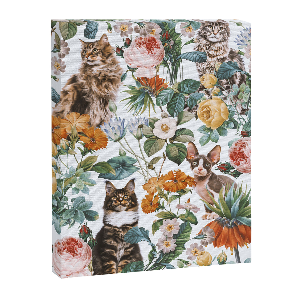 Cat and Floral Pattern III Canvas Print Gallery Image 6