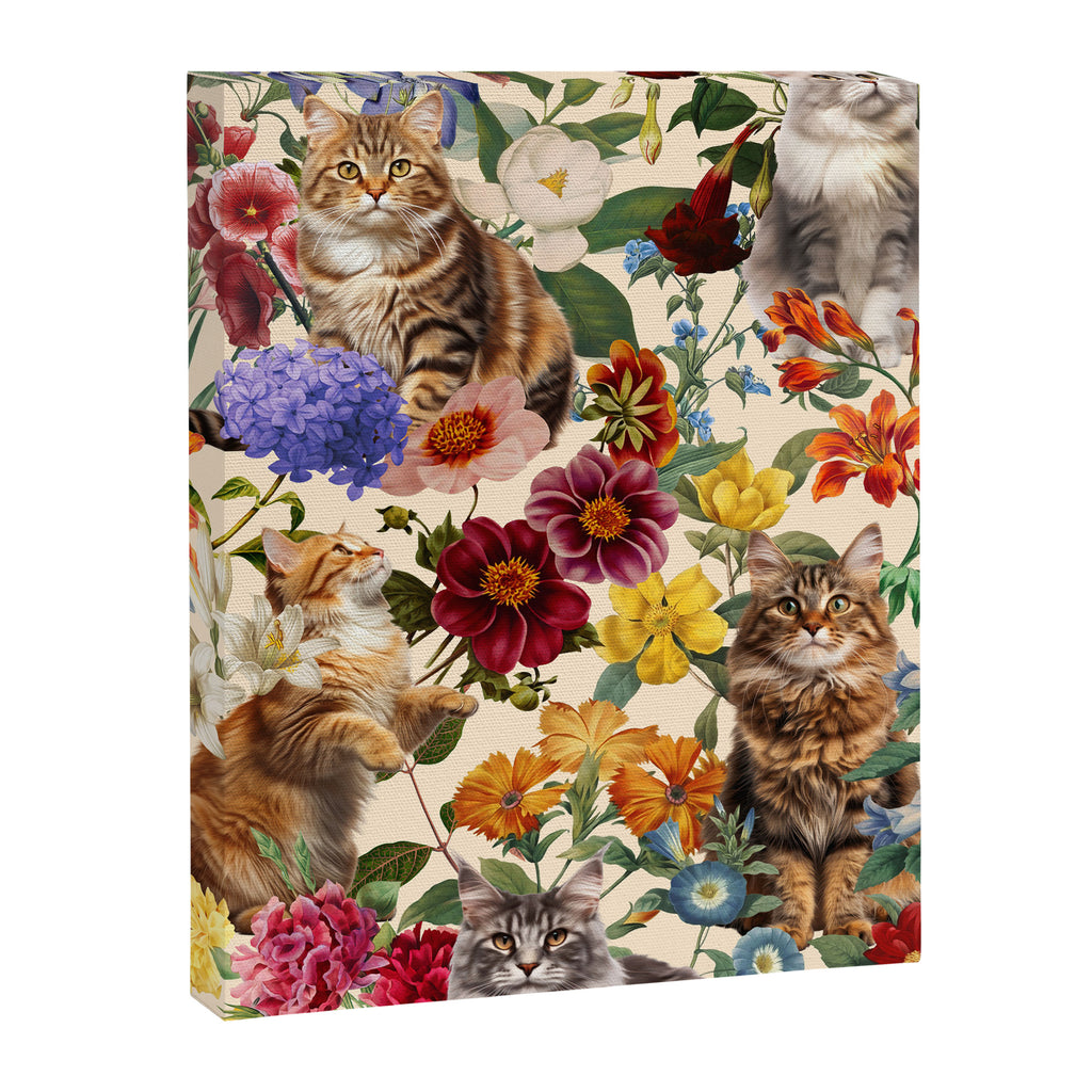 Cat and Floral Pattern IV Canvas Print Gallery Image 6