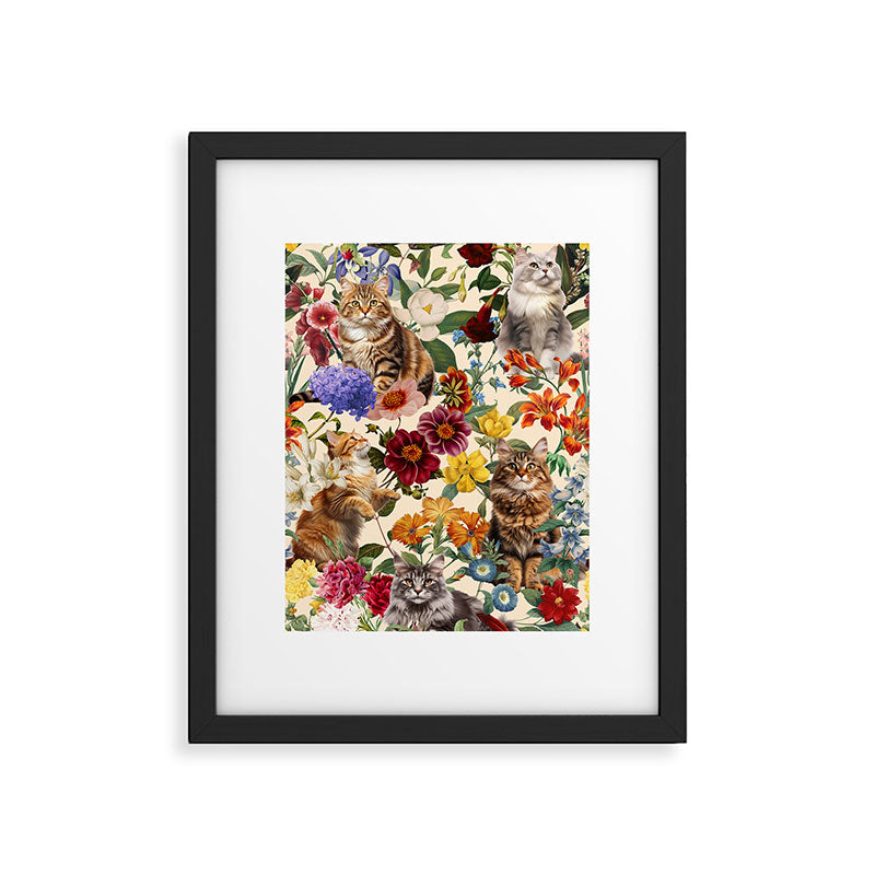 Cat and Floral Pattern IV Framed Art Print Gallery Image 5