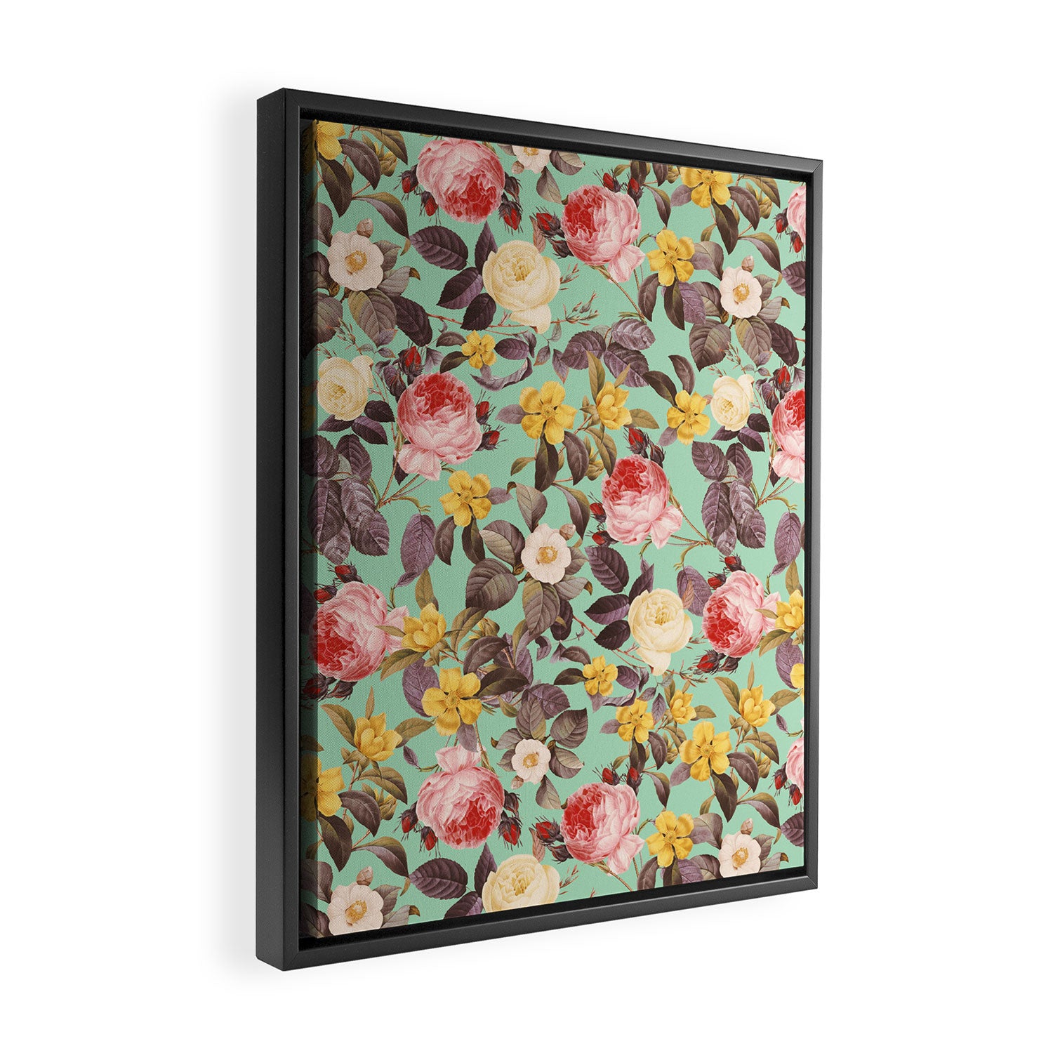Classic Floral Pattern Framed Canvas Print Gallery Image 2