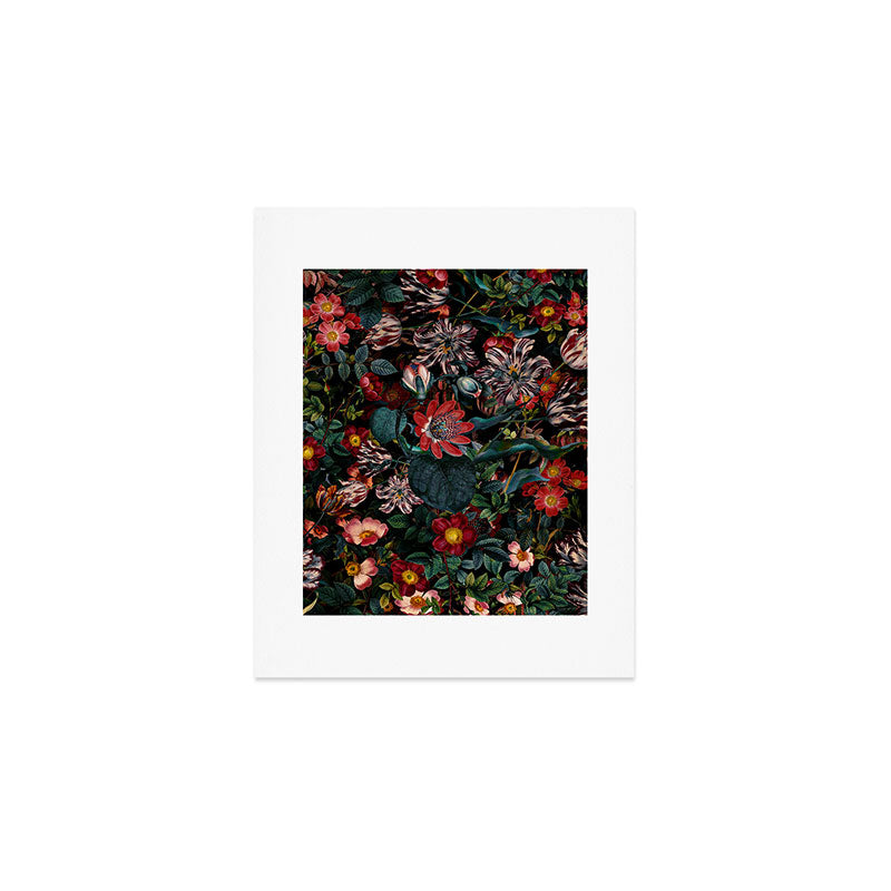 Dark Garden Flowers Art Print Gallery Image 1
