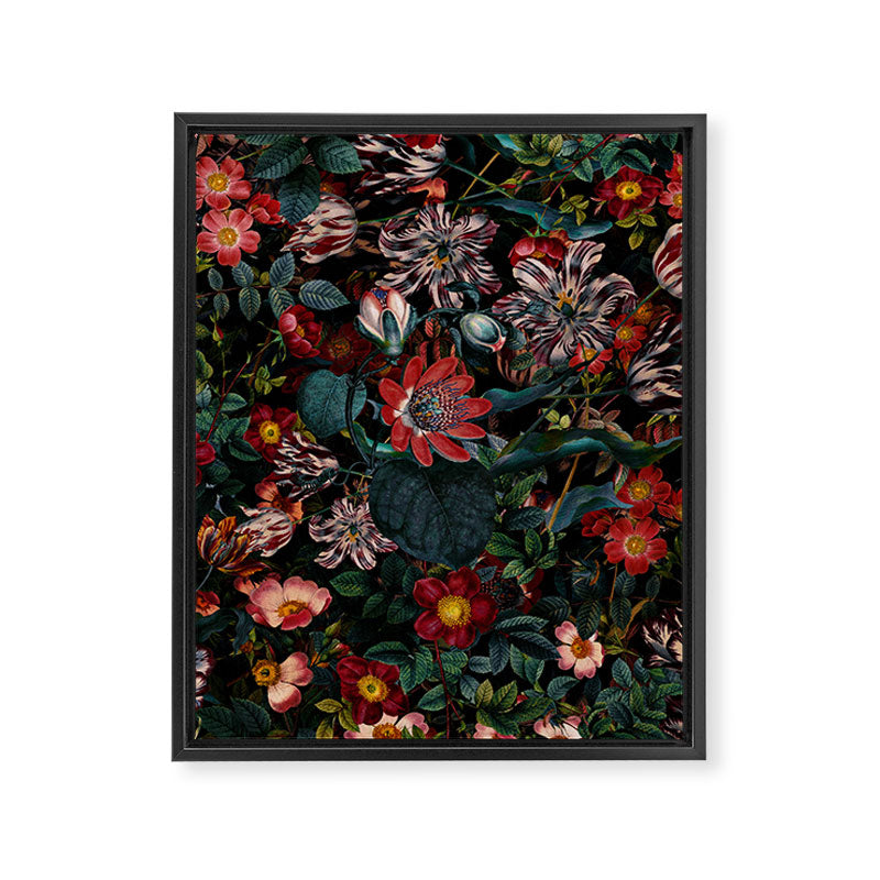 Dark Garden Flowers Framed Canvas Print Gallery Image 8