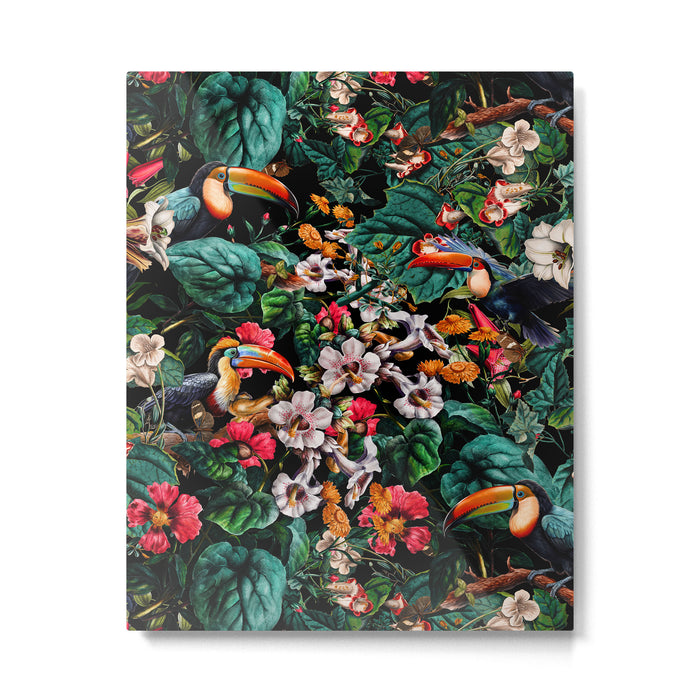 Exotic Blooms and Toucans Metal Print Gallery Image 1