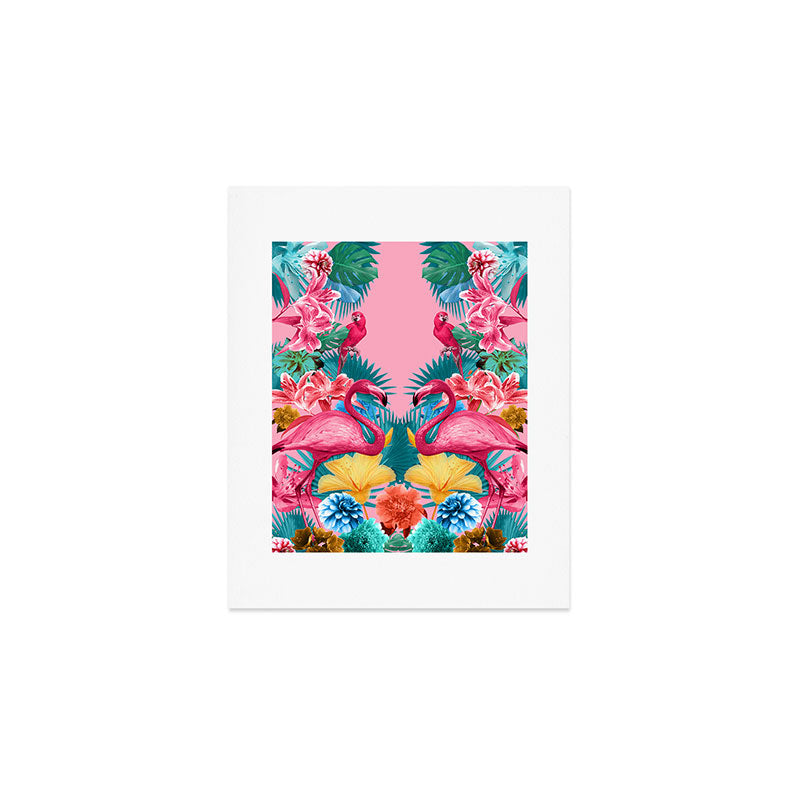 Flamingo and Tropical garden Art Print Gallery Image 1
