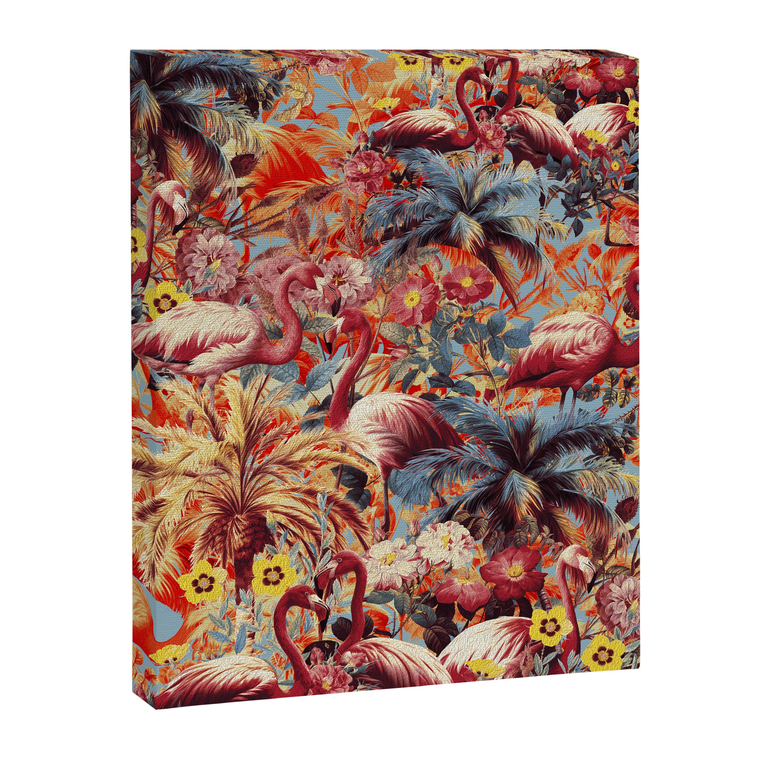 Flamingos and Floral Pattern Canvas Print Gallery Image 6