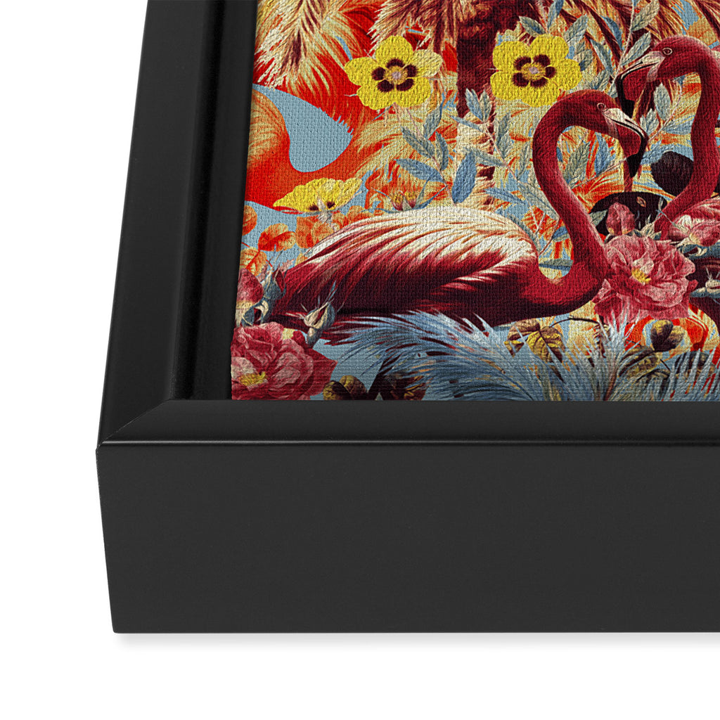 Flamingos and Floral Pattern Framed Canvas Print Gallery Image 3