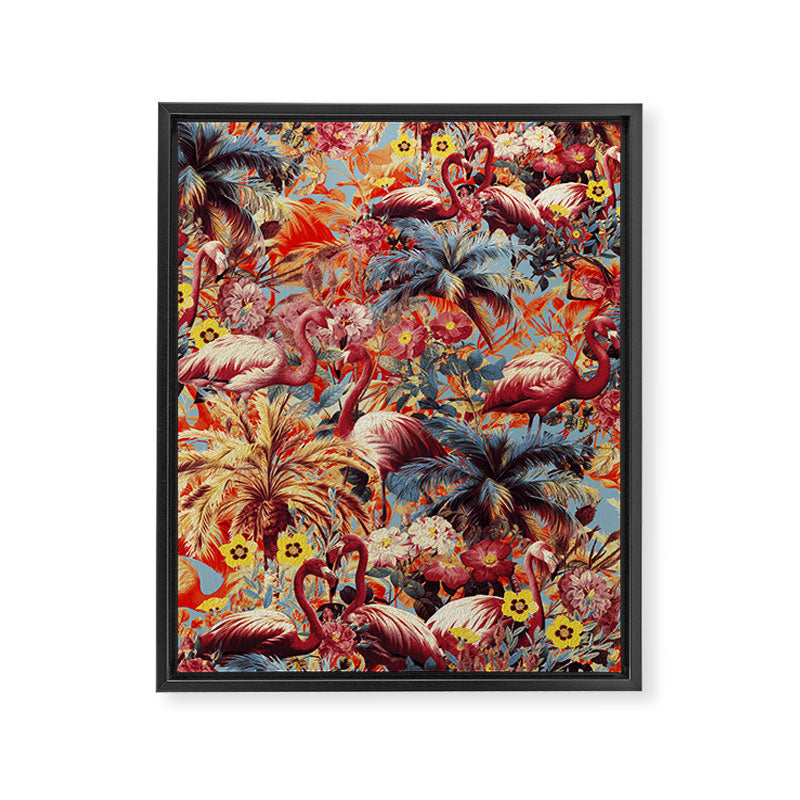 Flamingos and Floral Pattern Framed Canvas Print Gallery Image 6