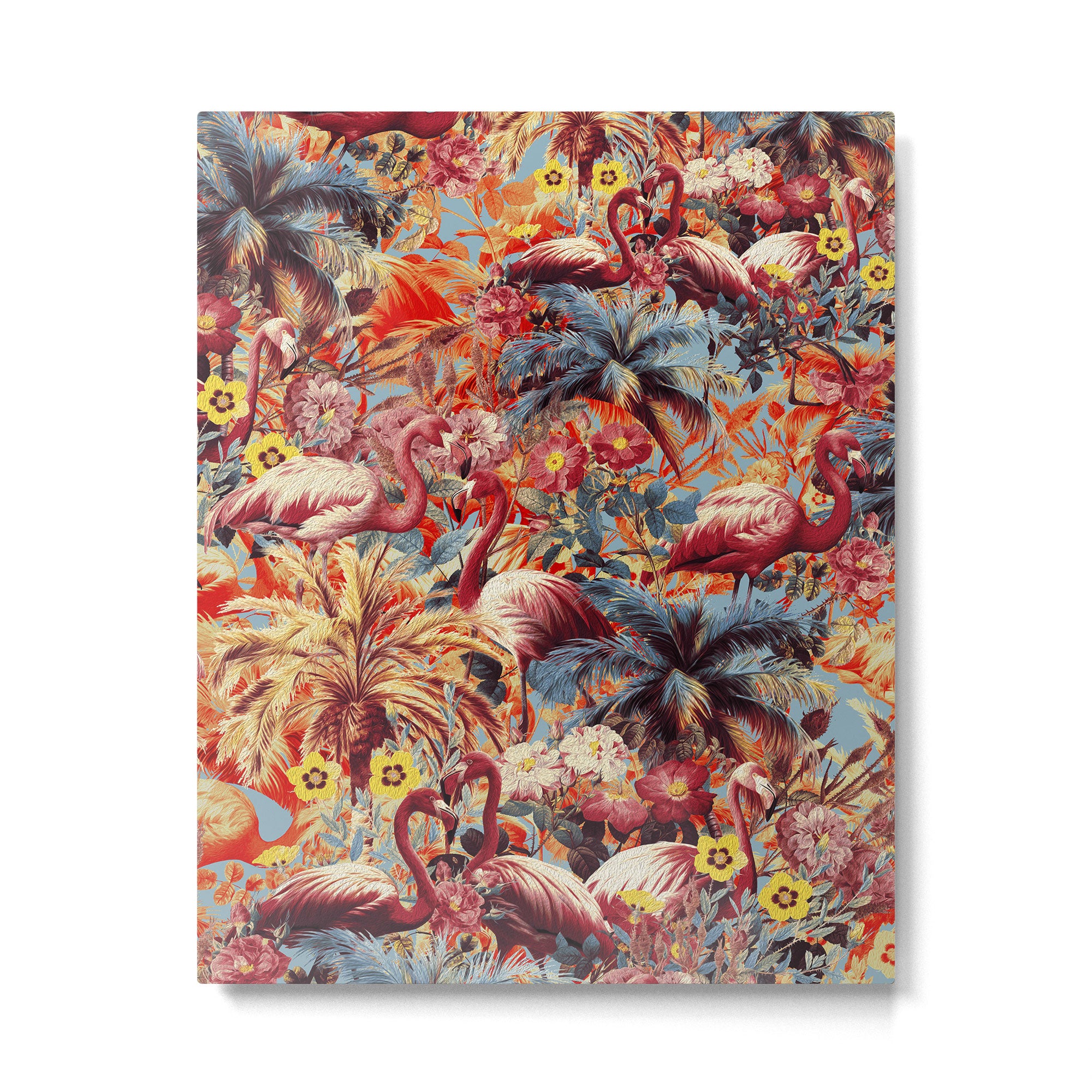 Flamingos and Floral Pattern Metal Print Gallery Image 4