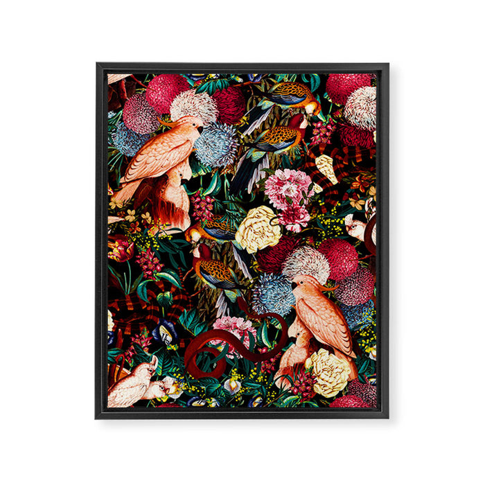 Floral and Animals pattern II Framed Canvas Print Gallery Image 1