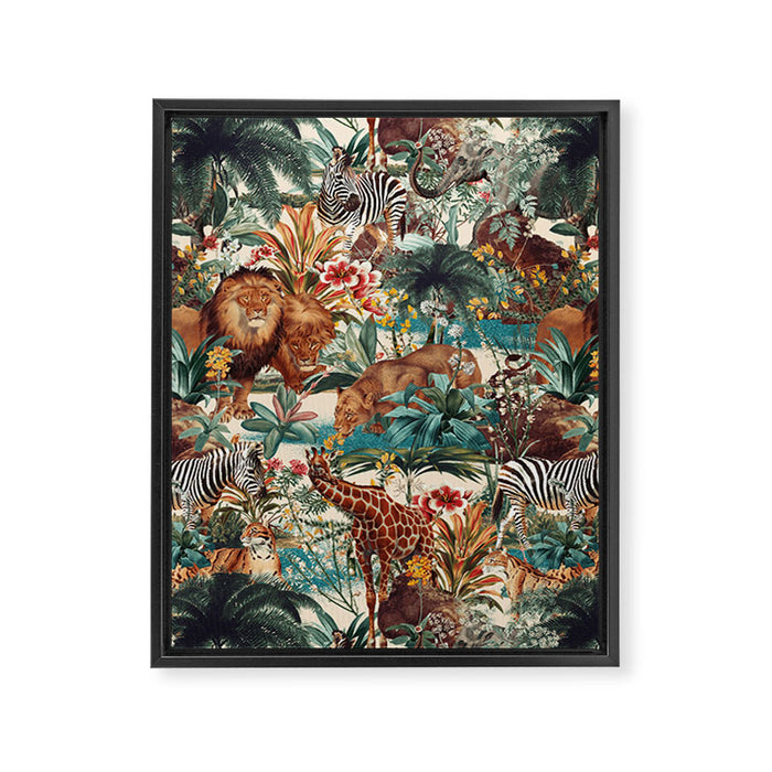 Floral and Animals Pattern IV Framed Canvas Print Gallery Image 1
