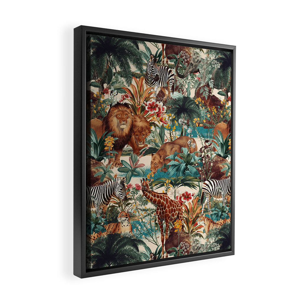 Floral and Animals Pattern IV Framed Canvas Print Gallery Image 2
