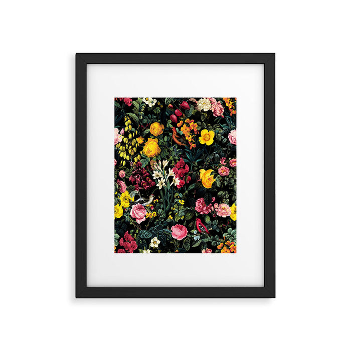 Floral and Birds Pattern Framed Art Print Gallery Image 1