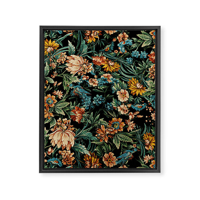 Floral and Birds Pattern Framed Canvas Print Gallery Image 1