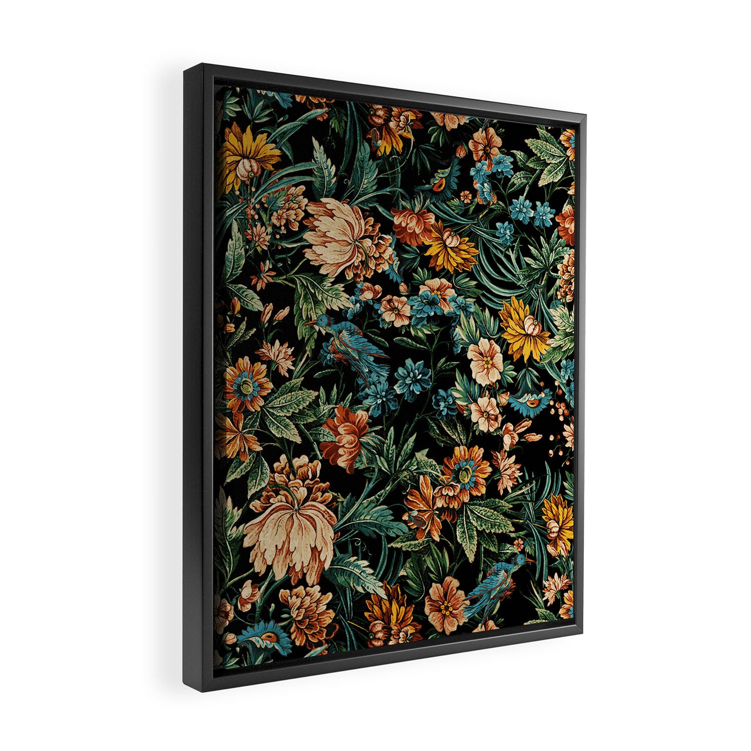 Floral and Birds Pattern Framed Canvas Print Gallery Image 2