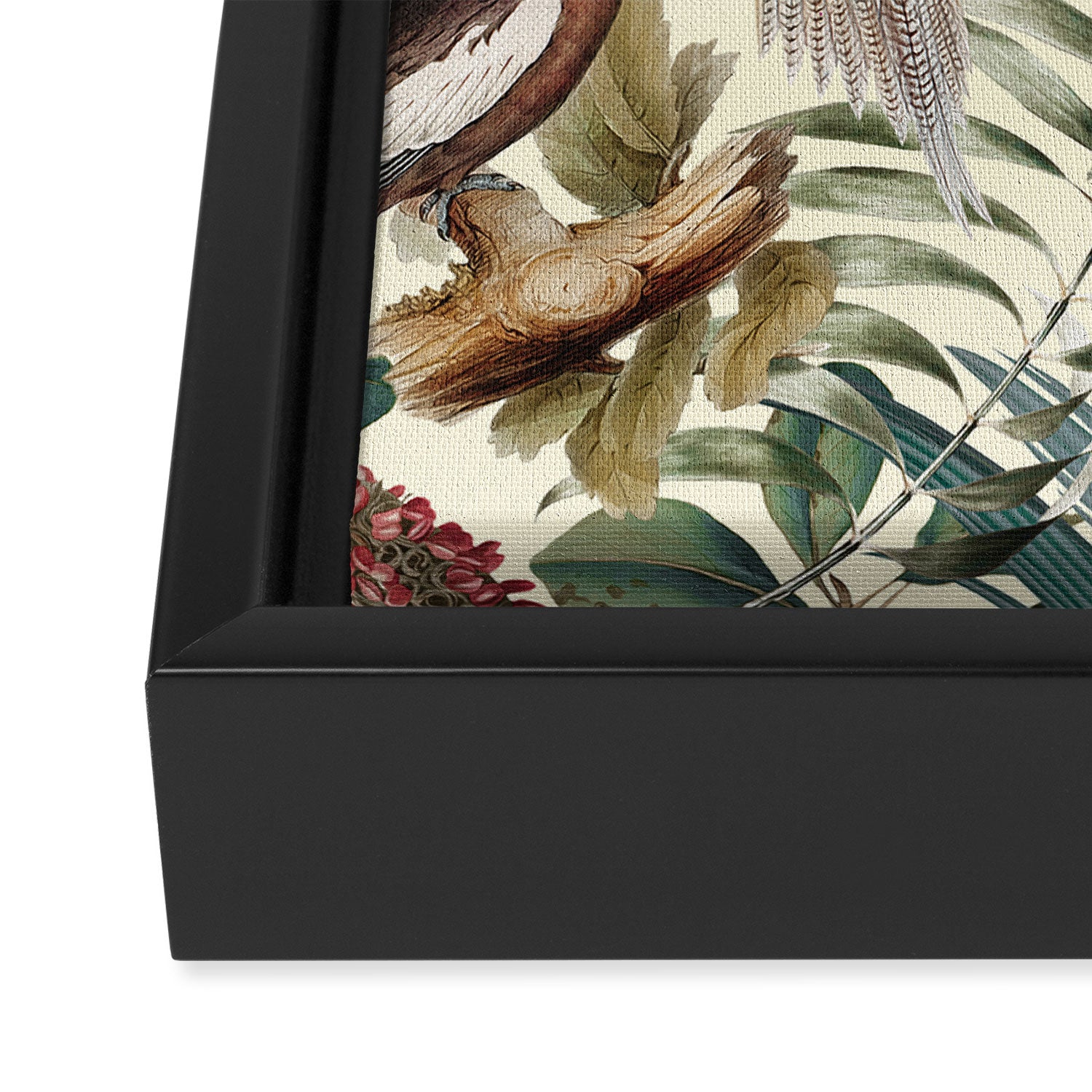 Floral and Birds Vintage Garden Framed Canvas Print Gallery Image 3