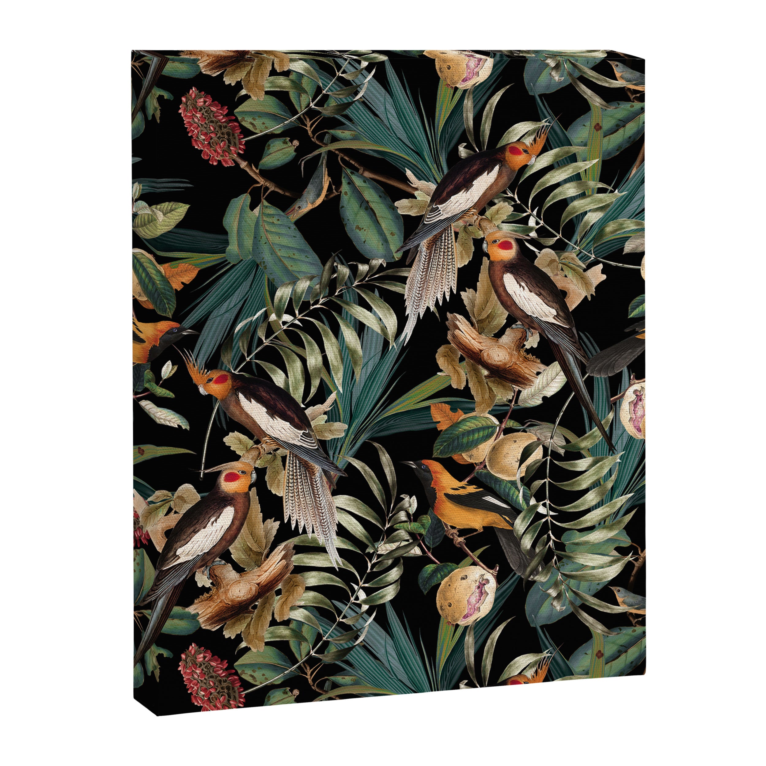Floral and Birds Vintage Garden Night Canvas Print Gallery Image 6