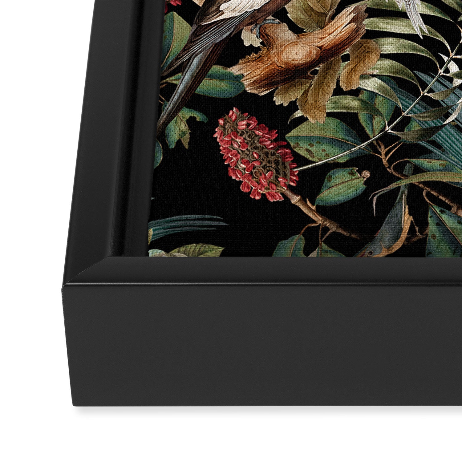 Floral and Birds Vintage Garden Night Framed Canvas Print Gallery Image 3