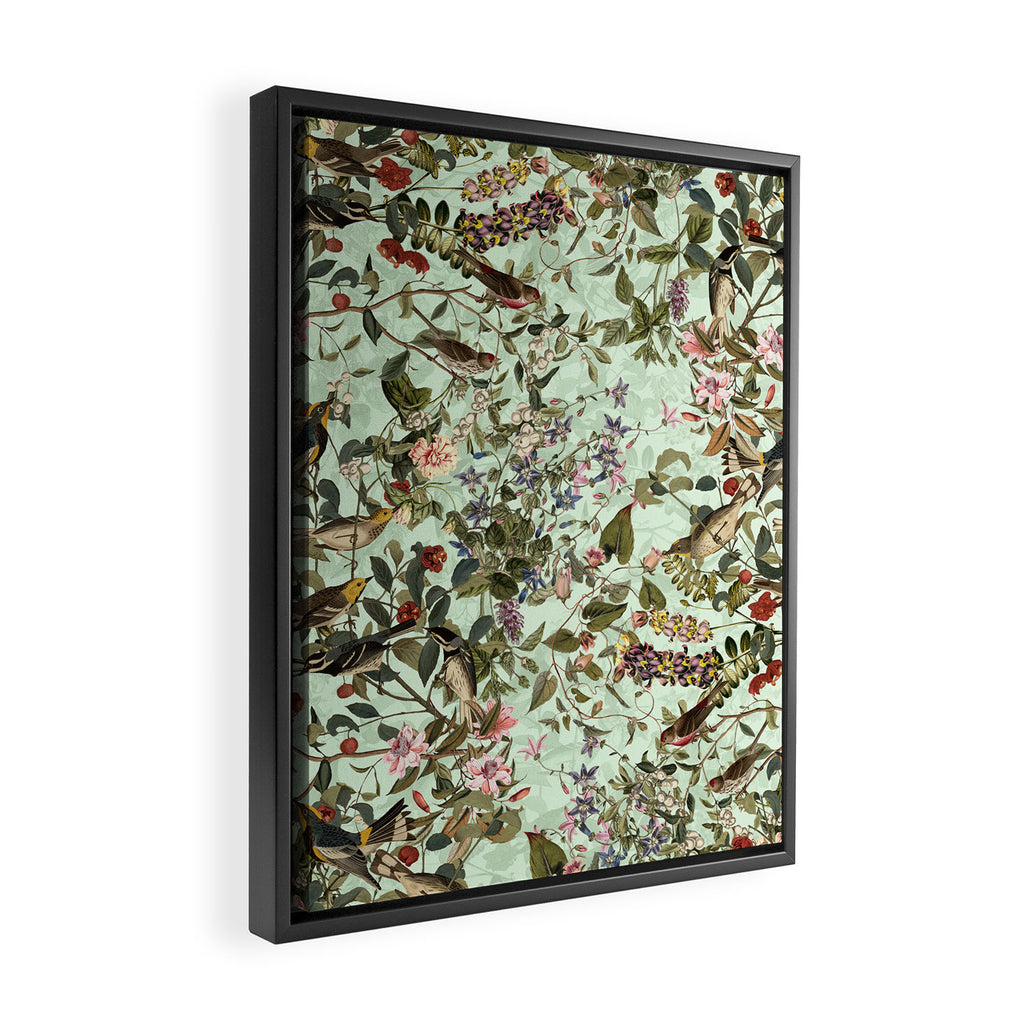 Floral and Birds X Framed Canvas Print Gallery Image 2
