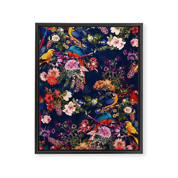FLORAL AND BIRDS XII Framed Canvas Print Gallery Image 1