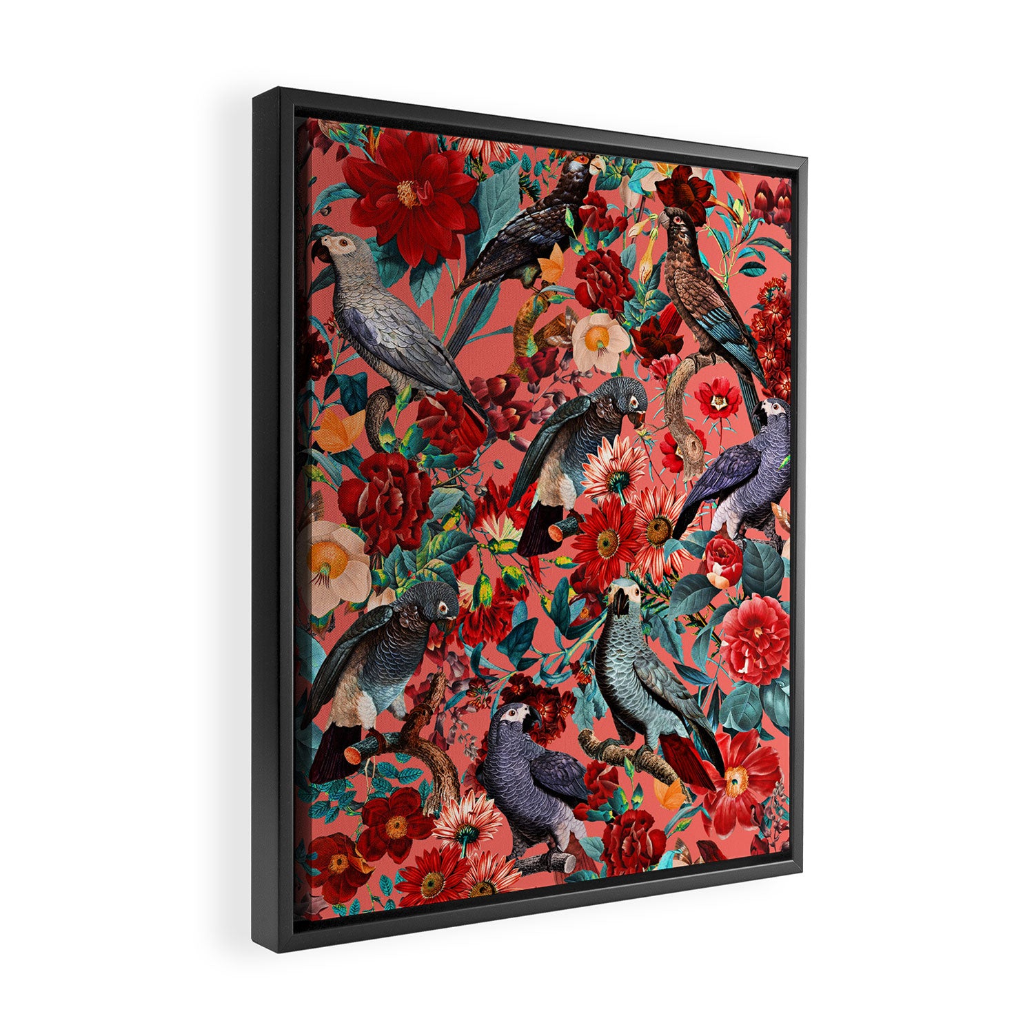FLORAL AND BIRDS XIX Framed Canvas Print Gallery Image 2