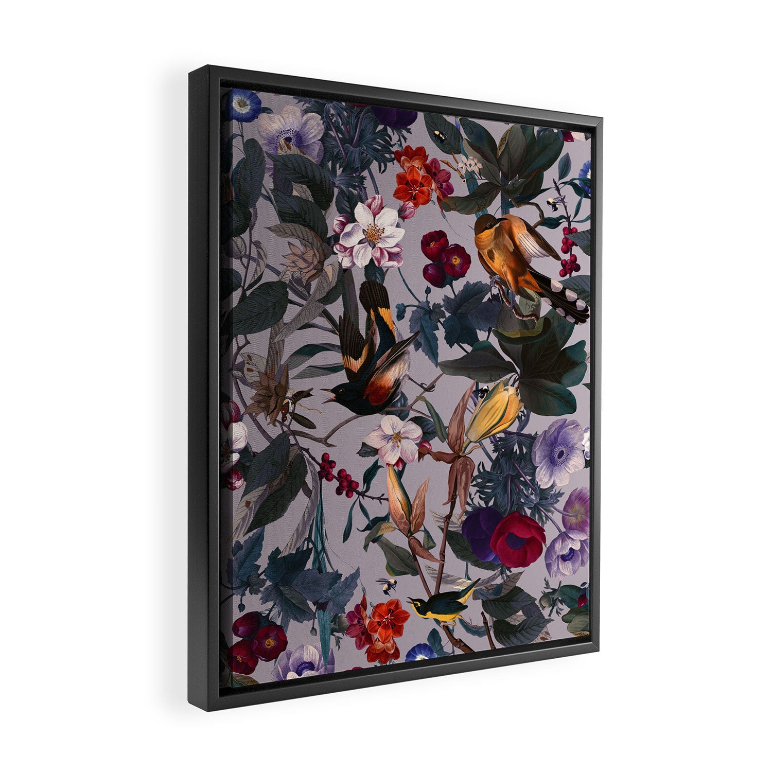 Floral and Birds XL Framed Canvas Print Gallery Image 2