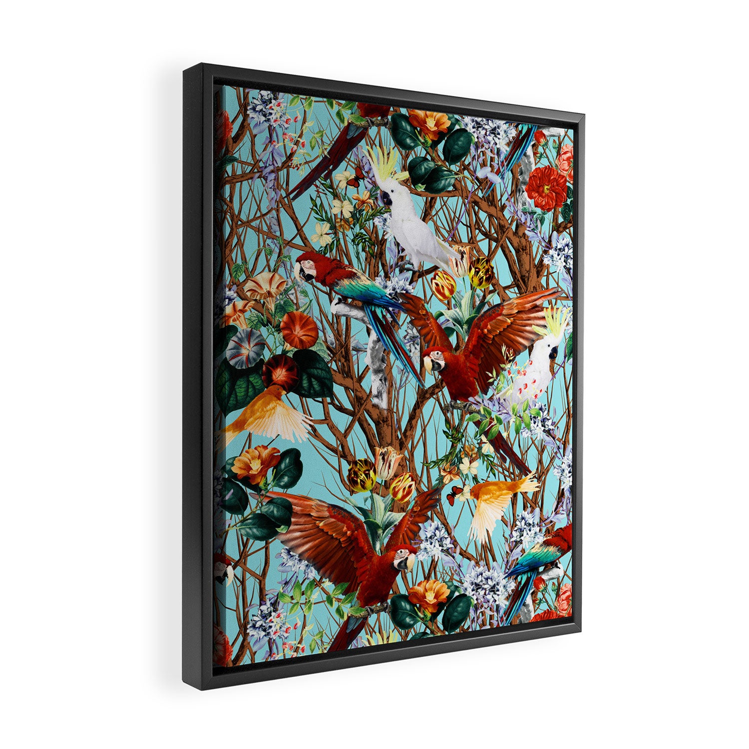 Floral and Birds XXX Framed Canvas Print Gallery Image 2