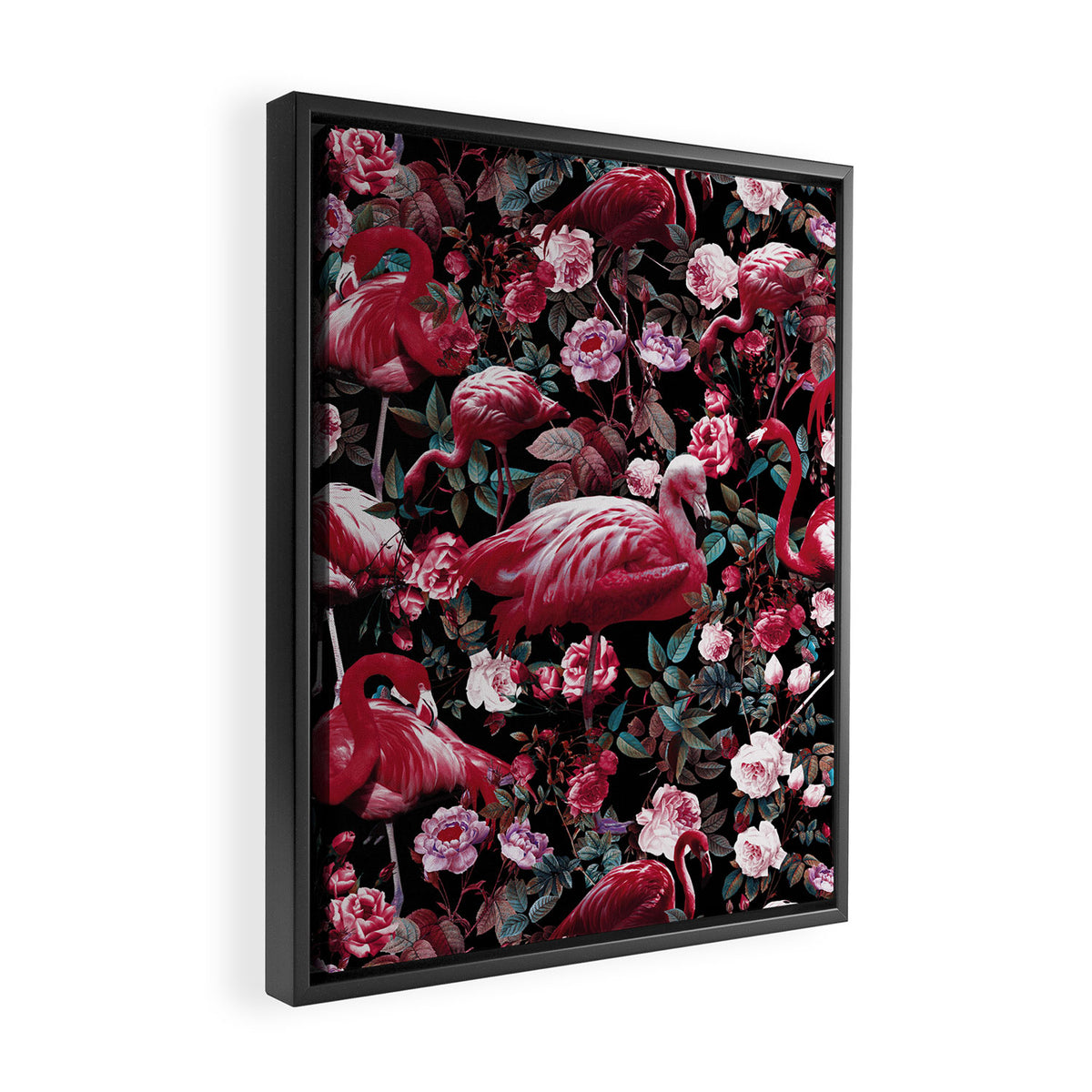 Floral and Flamingo VIII pattern Framed Canvas Print Gallery Image 2