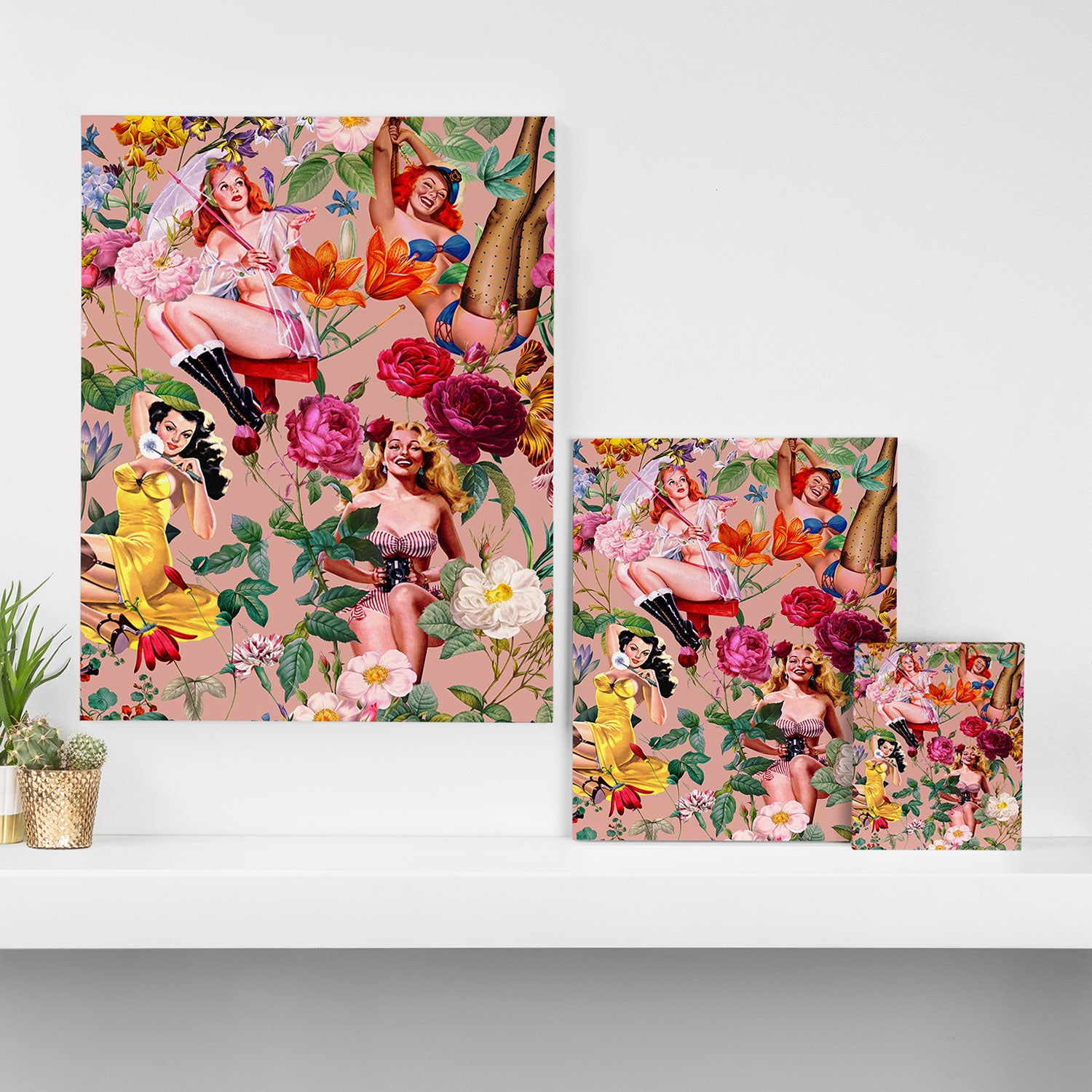 Floral and Pin-Up Girls III Canvas Print Gallery Image 3