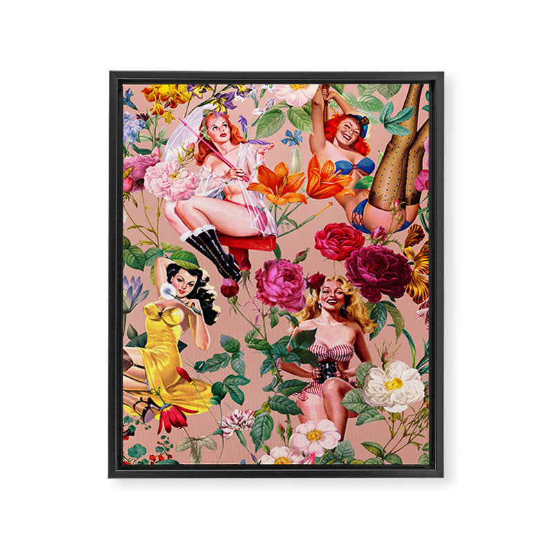Floral and Pin-Up Girls III Framed Canvas Print Gallery Image 6