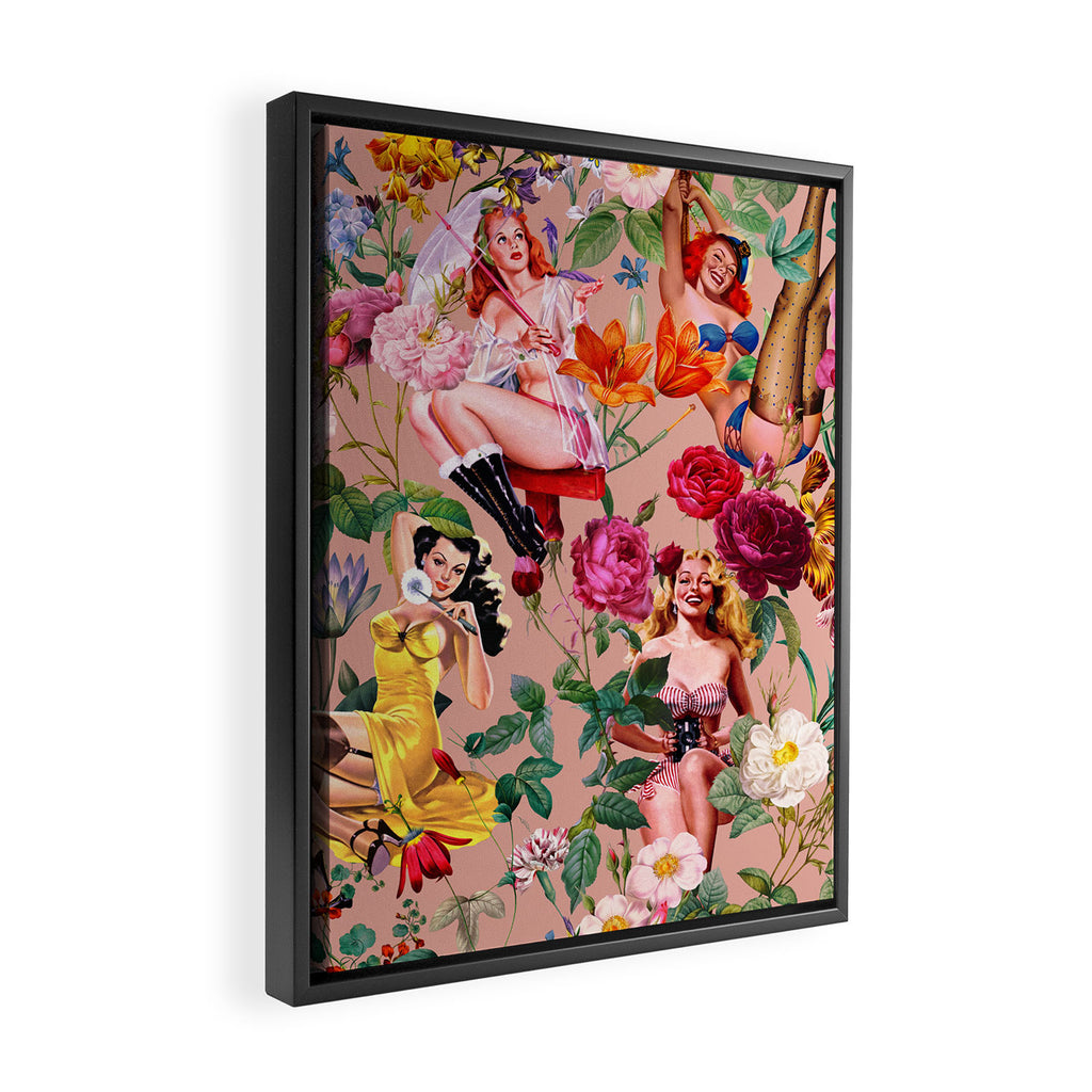 Floral and Pin-Up Girls III Framed Canvas Print Gallery Image 2