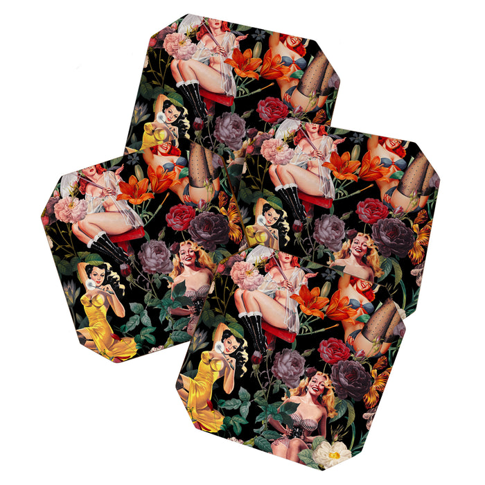 Floral and Pin-Up Girls III - Night Coaster Gallery Image 1