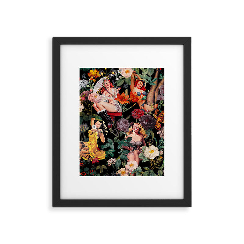 Floral and Pin-Up Girls III - Night Framed Art Print Gallery Image 5