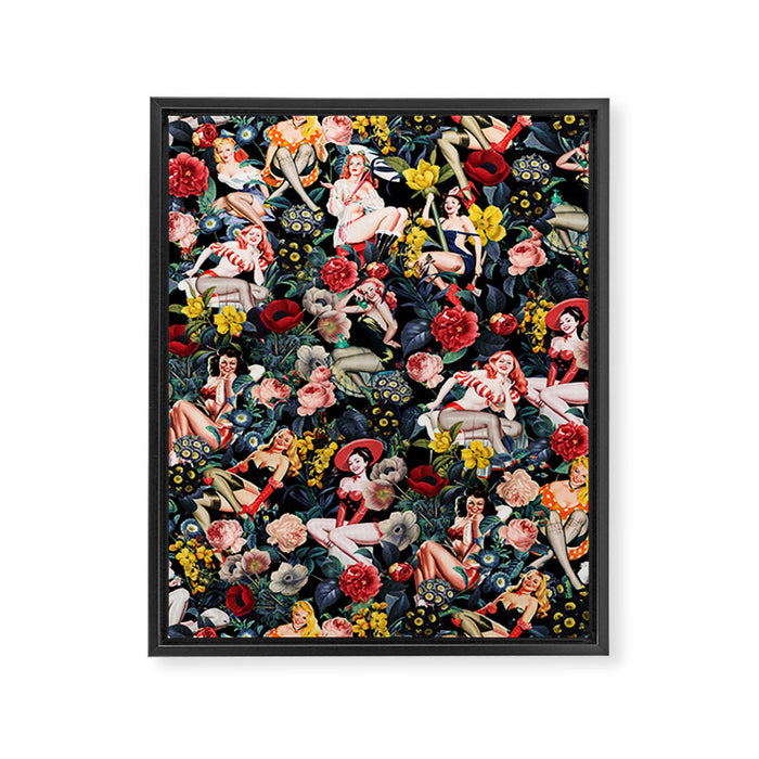 Floral and Pin-Up Girls IV Framed Canvas Print Gallery Image 1
