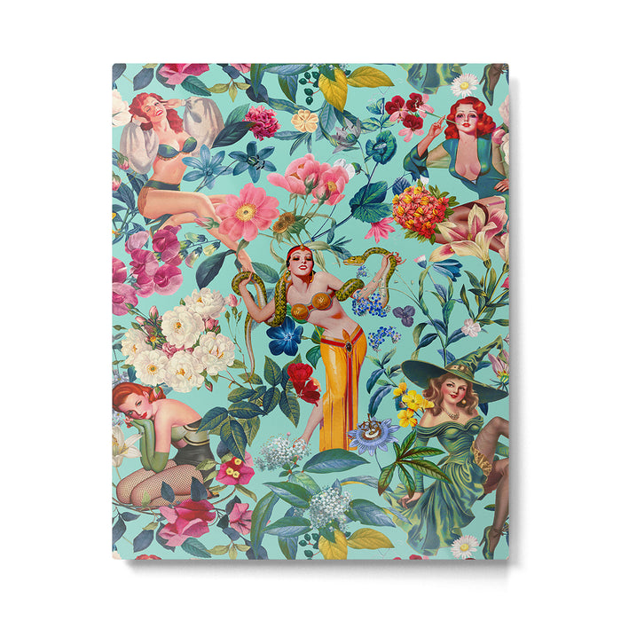 Floral and Pin-Up Girls V Metal Print Gallery Image 1