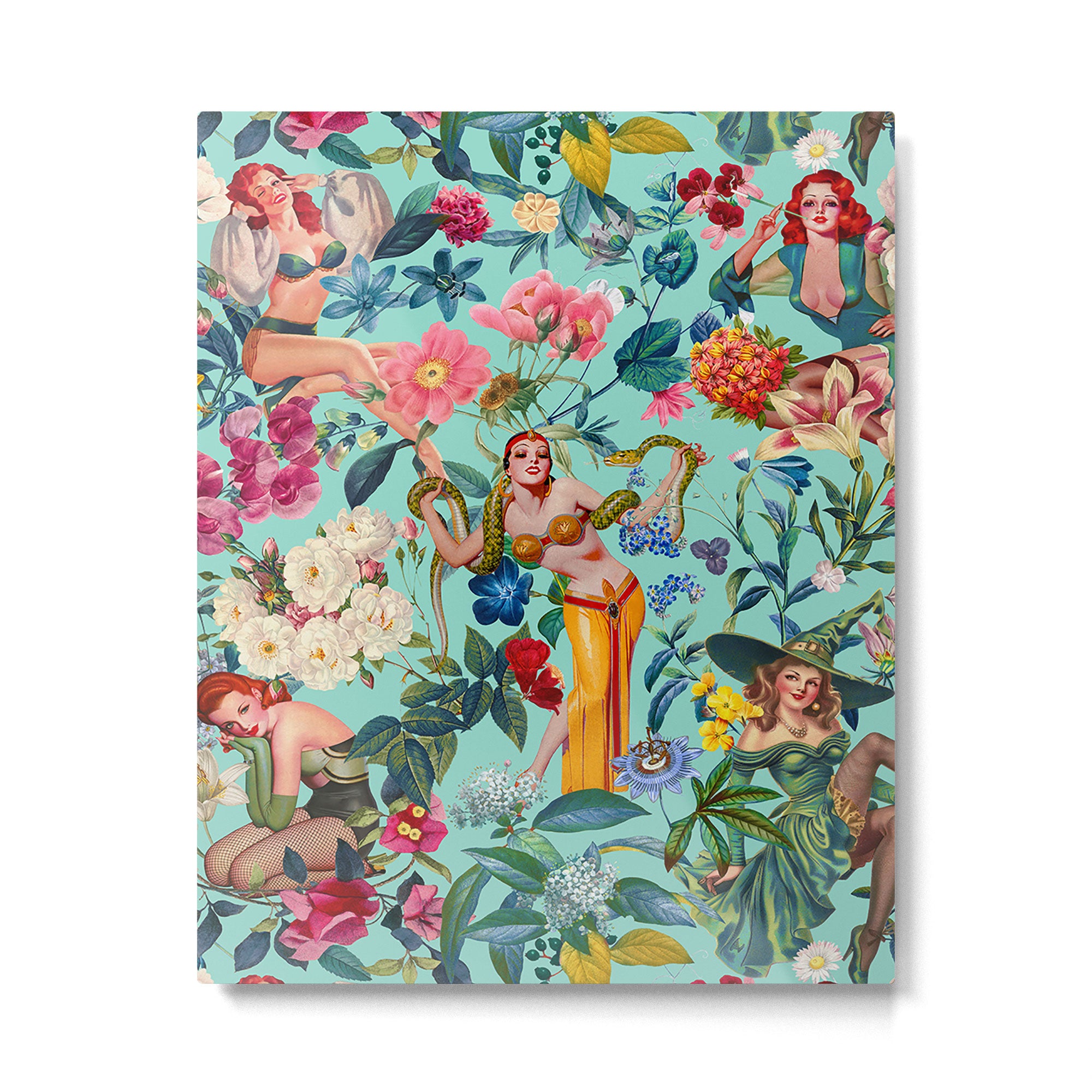 Floral and Pin-Up Girls V Metal Print Gallery Image 4